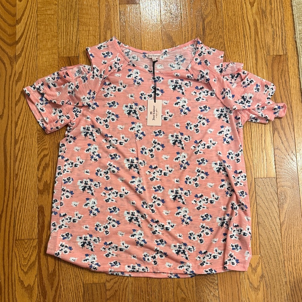 Juicy Couture cold shoulder Pink Floral Top